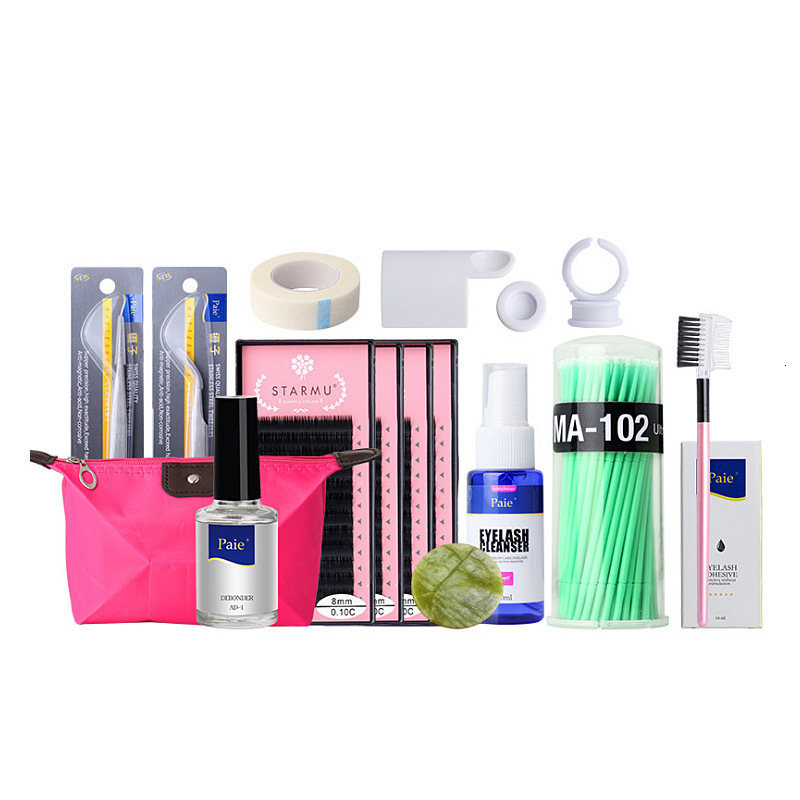 False Eyelashes 19PCS False Eyelash Extension Training Kit Practice Model Head Eye Pad Tweezers Glue Ring Brush 19pcs Grafting Eyelash Tools 230802