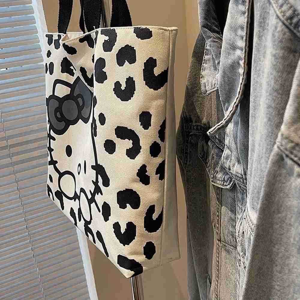 Sanrio Cartoon Cute Hello Kitty Large Capacity Canvas Shoulder Bag Fashion Retro Girl Daily Commuting Casual Handbag Women Gifts L251022