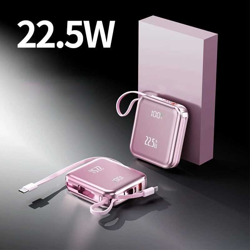 New 20000 MAh Mini Power Bank with Builtin Cable and 225W Fast Charging Battery Pack for iPhone J251114