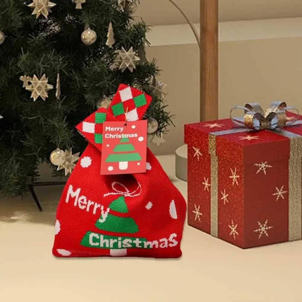 14PCS Christmas Creativity Knitted Gift Packaging Bag Christmas Eve Bag Candy Gift Portable Holiday Handheld Canvas BagW251021