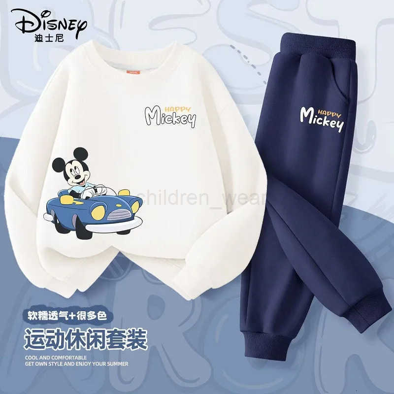Disney Autumn Baby Girl Boy Clothes Set Children Mickey Printing Sweatshirt Top and Pants Bottom 2 Pcs Suit Cotton Tracksuit H25102211