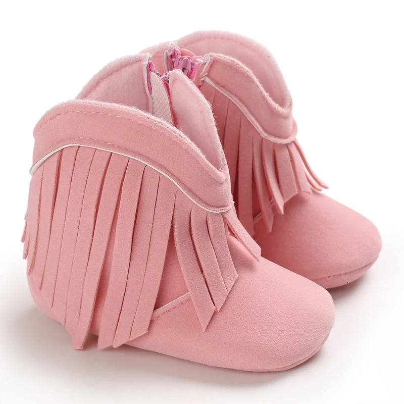 Winter baby girls thick snow boots with plush cute pink furry cotton shoes warm non slip comfortable walking 251022