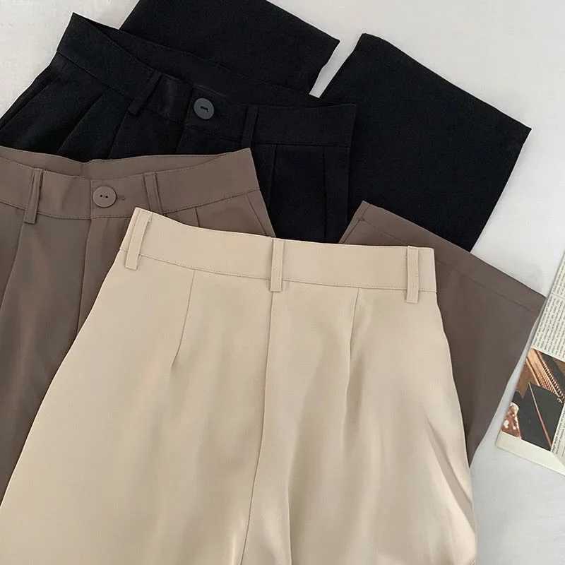 Black Suit Pants Women Casual High Waist Korean Fashion Office Elegant Straight Spring Summer Fall Winter TrousersT251022