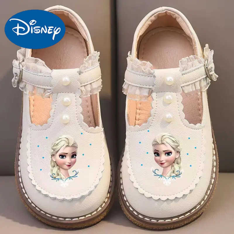 Disney Childrens Girls Leather Casual Shoes Spring Frozen Princess Girls Soft Sole Nonslip Shoes Baby Shoes Lolita Girls H251022