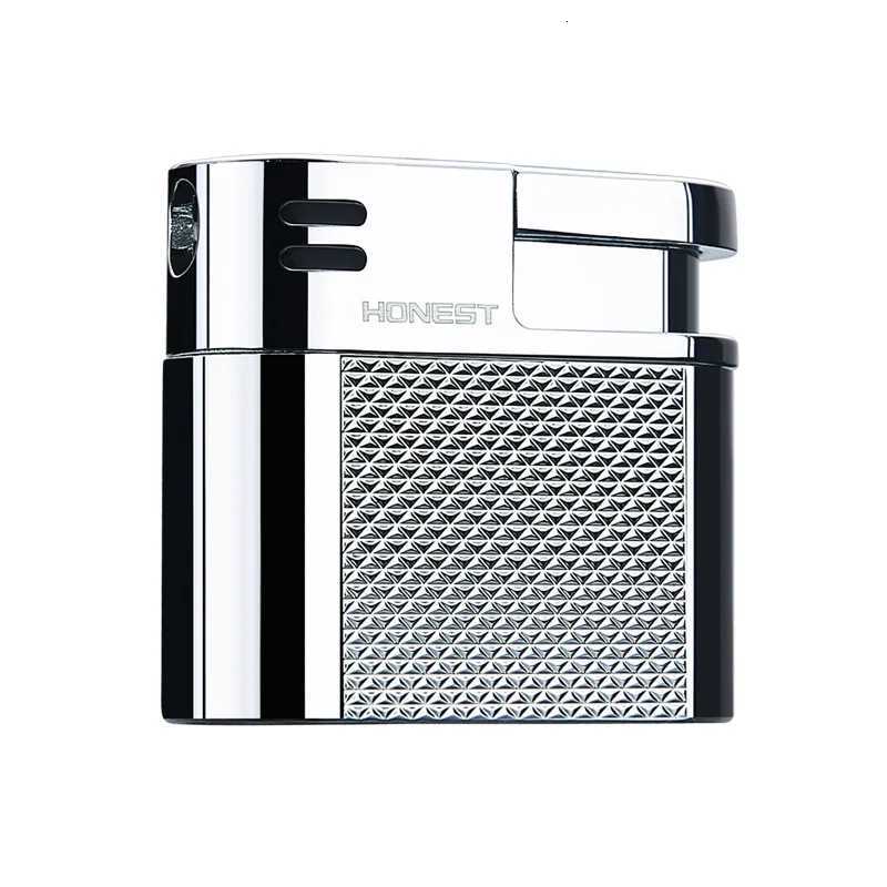 Retro slanted fire pipe metal lighter soft flame inflatable lighter men smoking accessories gift C251022