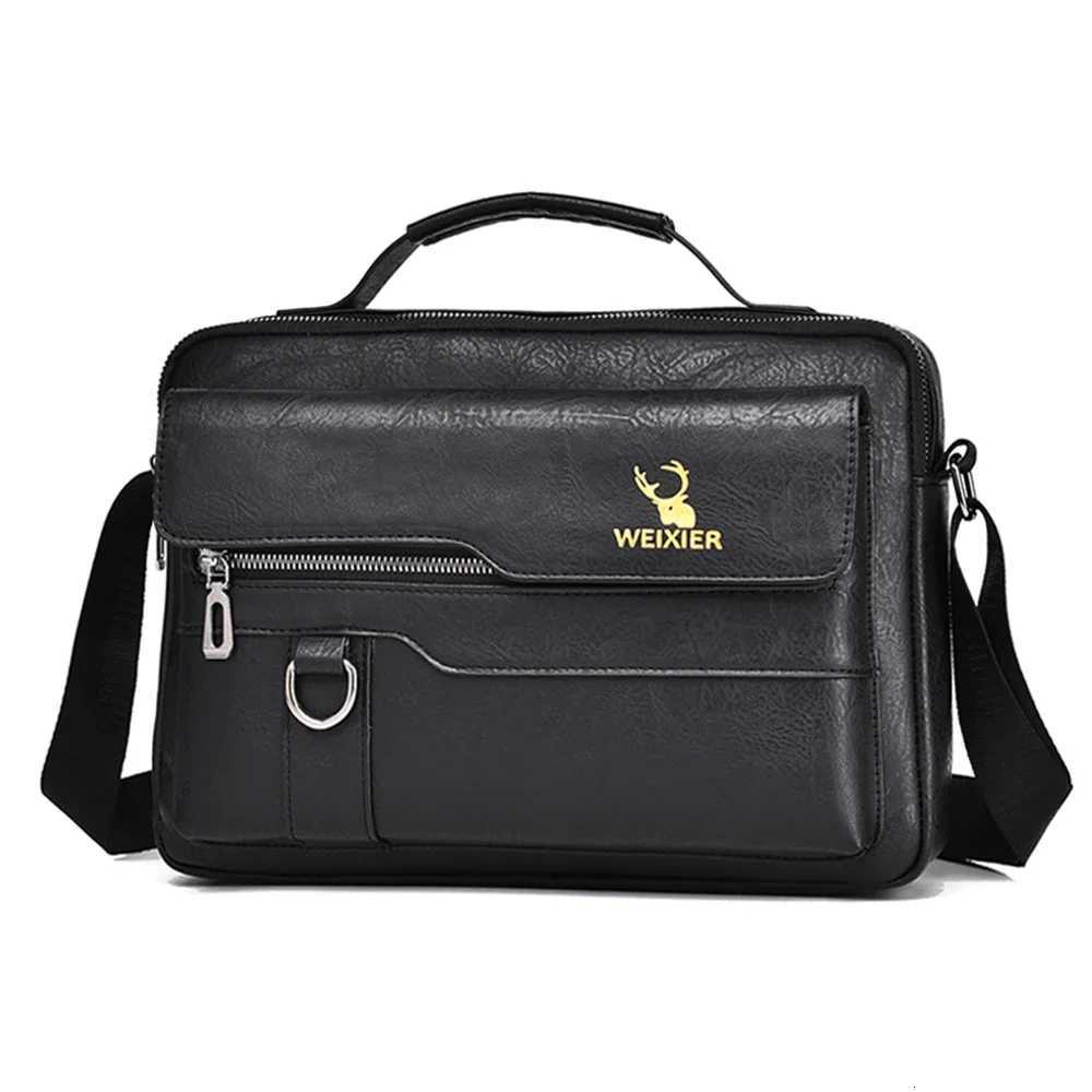 WEIXIER Mens Handbag New Top Bag Crossbody Bag Business Shoulder Bag PU Leather Laptop Mens Briefcase Handbag W251022
