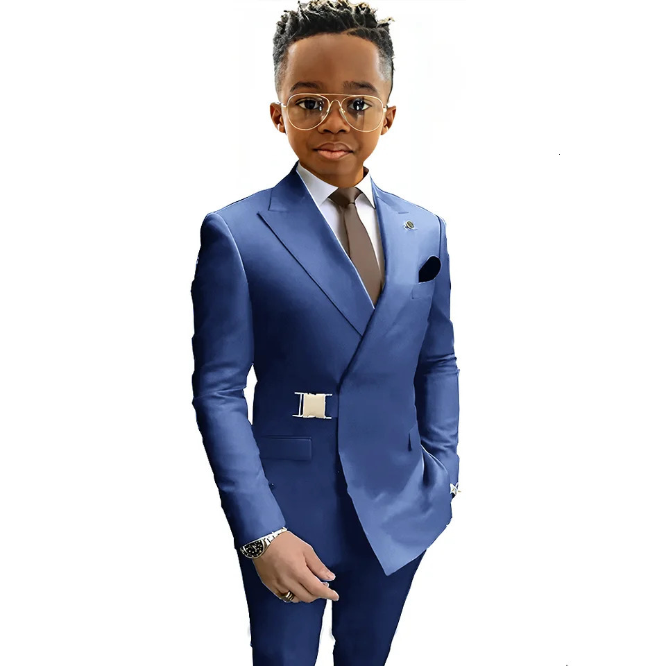 Boy Suits Wedding Kids Tuxedos 2 Pieces Formal Blazer Peaked Lapel Double Breasted Prom Suits JacketPants 251021