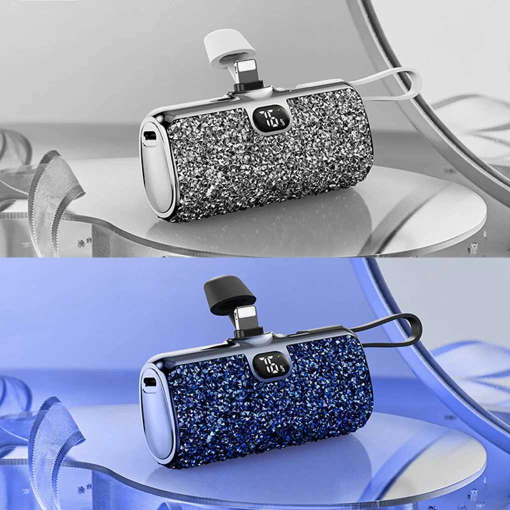 5000mAh Mini Diamond Power Bank Portable Capsule Power Bank Digital Display External Battery Fast Charger For iPhone Typec J251114