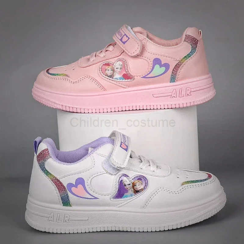 Disney Childrens Sneakers Frozen Elsa Princess Girls White Pink Sport Shoes Student Shoes Antislip Kids Casual Shoes Size2637 H251022