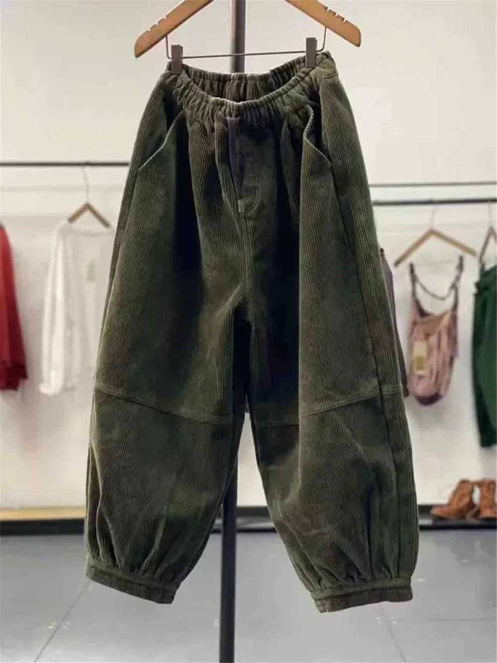 Autumn Winter Casual Corduroy Harem Pants Women High Waist Retro Loose Bloomers Female Oversize Mom Trousers Baggy SweatpantsT251022