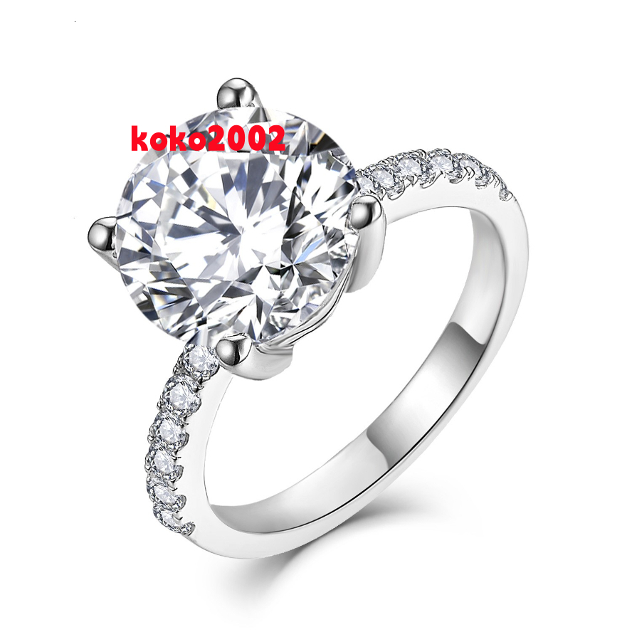 YILUN 4ct Moissanite Diamond Engagement Ring Rhodium Plated 925 Sterling Silver Moissanite Engagement Ring With GRA Certificate
