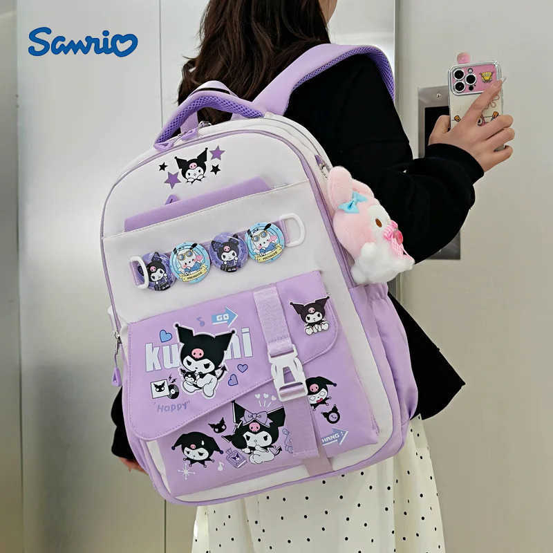 Sanrio Kuromi Melody Cute Cartoon Backpack Large Capacity School Bag for Girls Boy with Multi Pockets Students Cinnamoroll L251022