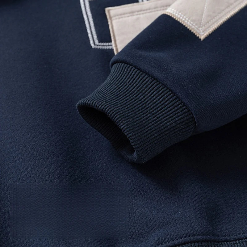 Autumn Winter Ghildren Clothings Boys Layered Fleece Sweatshirt Denim Collar Patch Pocket Warm Pullover Kids Casual Top 251021