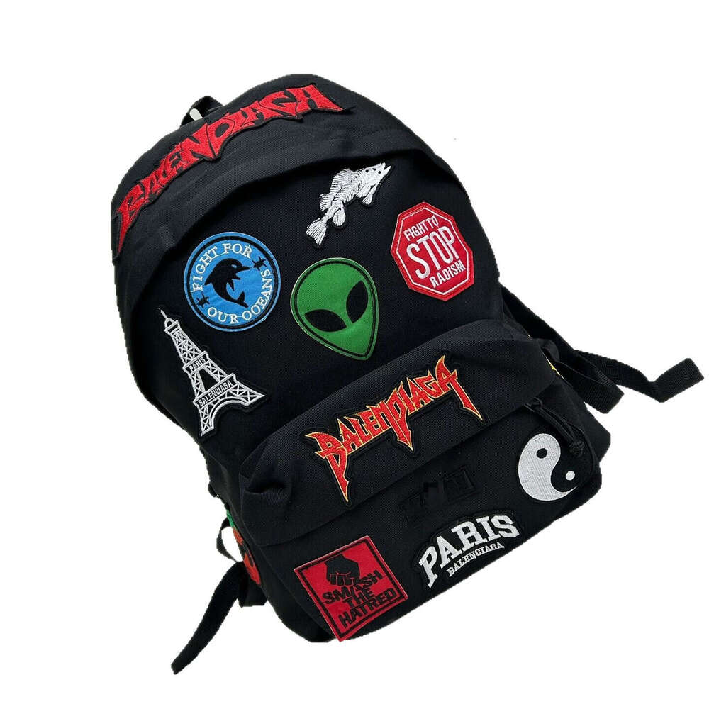 B S SS Explorer Alien Embroidery Graffiti Sticker Backpack High Quality