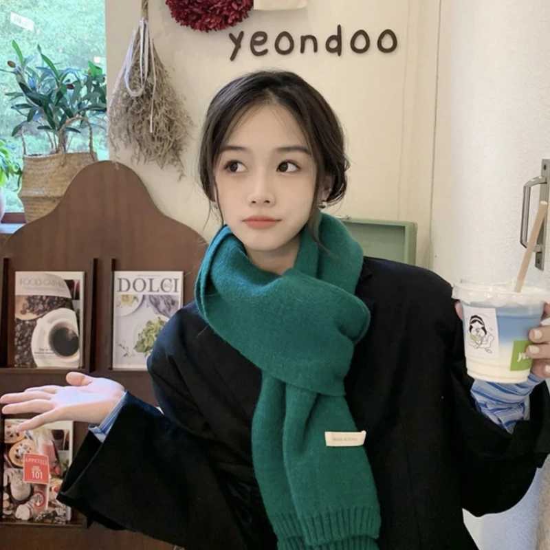 New Versatile Solid Knitted Scarf Women Men Autumn Winter Korean Stylish retro Warm Small Scarfves Unisex Soft Warm Muffler Girl J251022