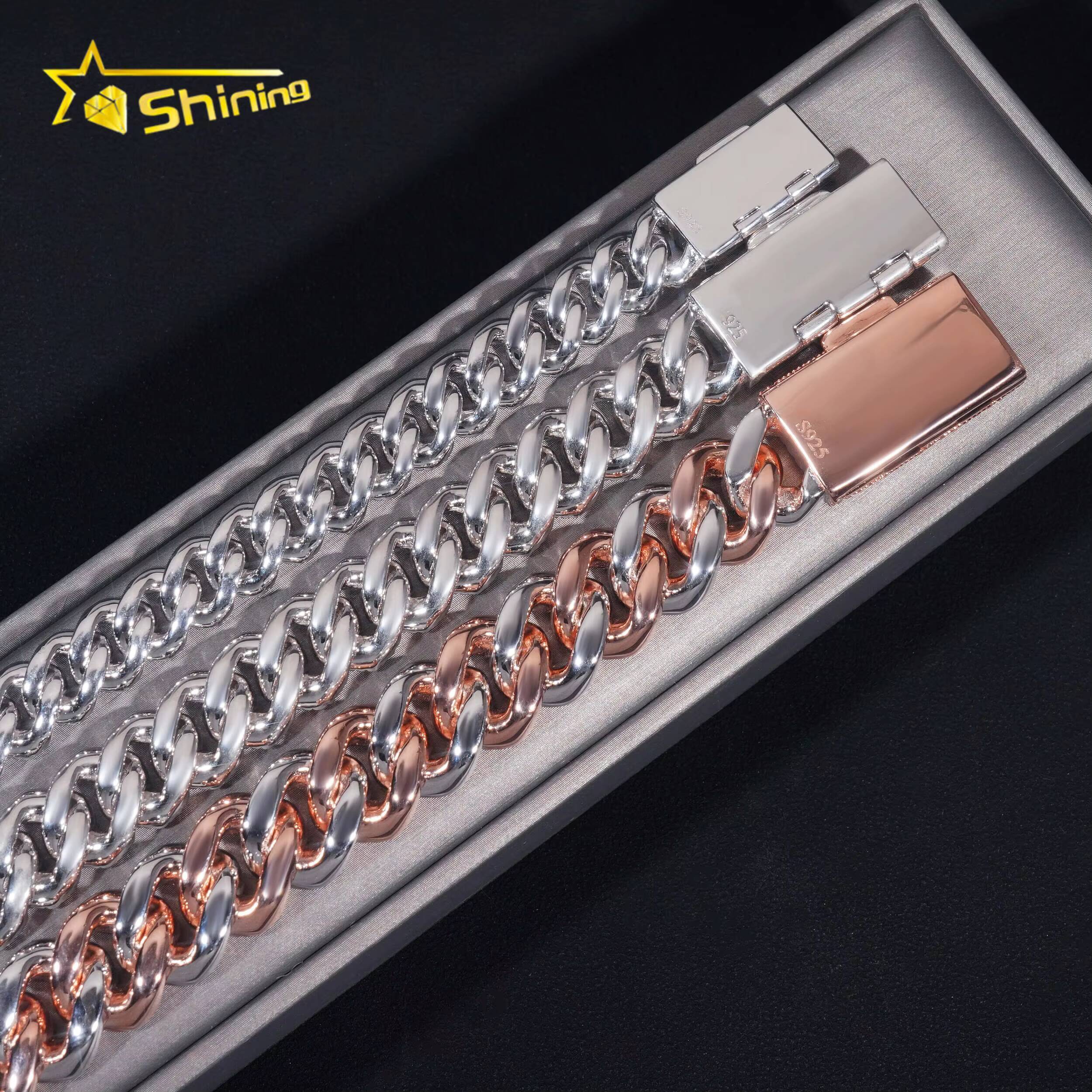 New Arrival boutique 10mm 13mm 15mm Cuban Chain Silver 925 Iced Out Vvs Moissanite Diamond Hip Hop Jewelry Cuban Lidynamic Bracelet Men