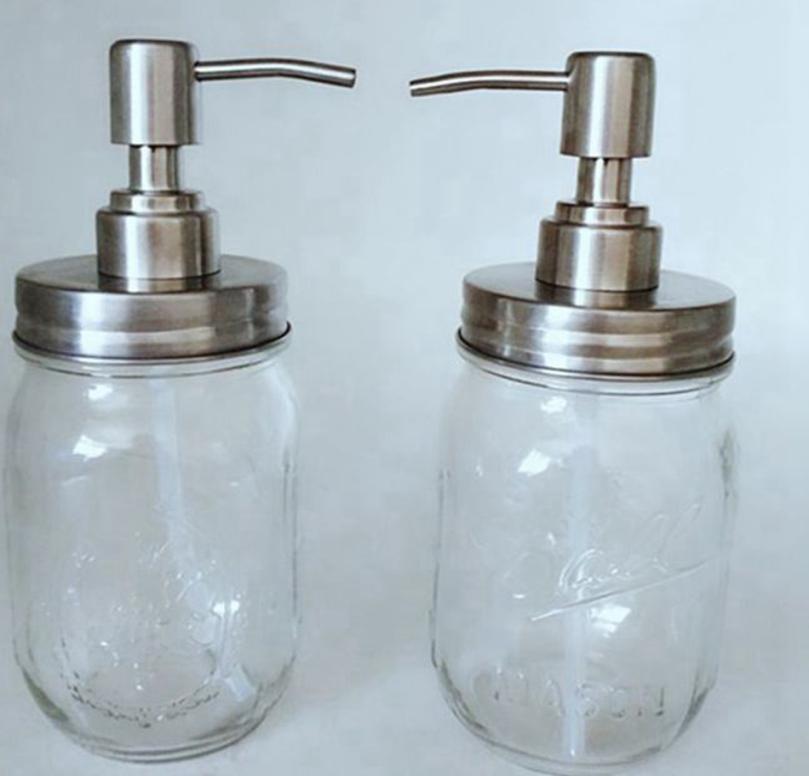 480ml Mason Jar Soap Dispenser Clear Glass Jar Soap Dispenser with Rust Proof Stainless Steel Pump Liquid Soap Dispenser KKA82919474589