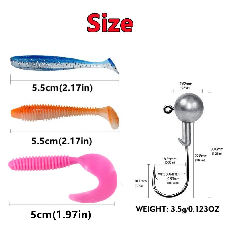 40PCS Soft Fishing Lures Kit Silicone Lure Set Artificial Bait Worm with Crank Jig Head Hooks Fishing Tackle Accessories 251021