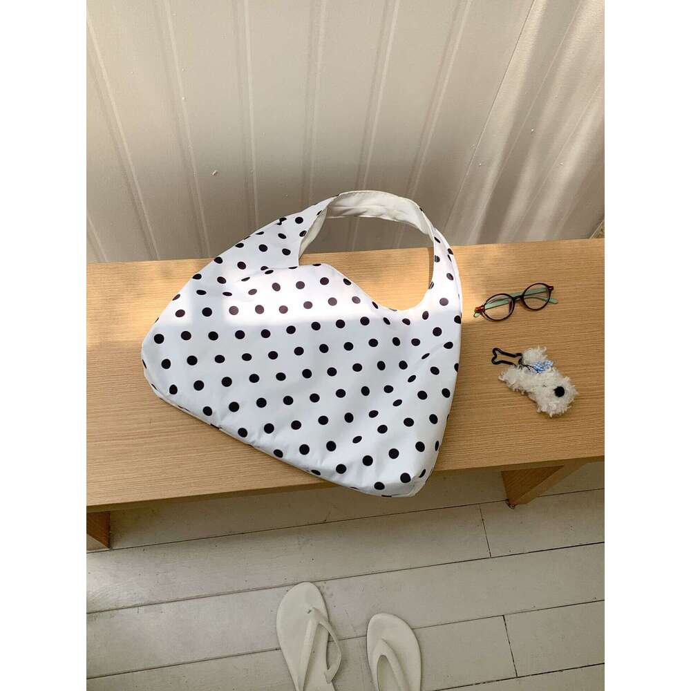 Commuting Women, Large Capacity New Trendy Round Polka Dot Underarm Shoulder Handheld Tote Bag For Women B5