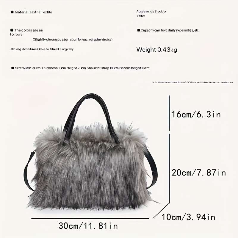 Women's Faux Mink Fur Plush Handbags, Available In Five Colors Ideal Gifts For Girlfriends Mothers High-End Fashionable Tote Crossbody Bags, And 