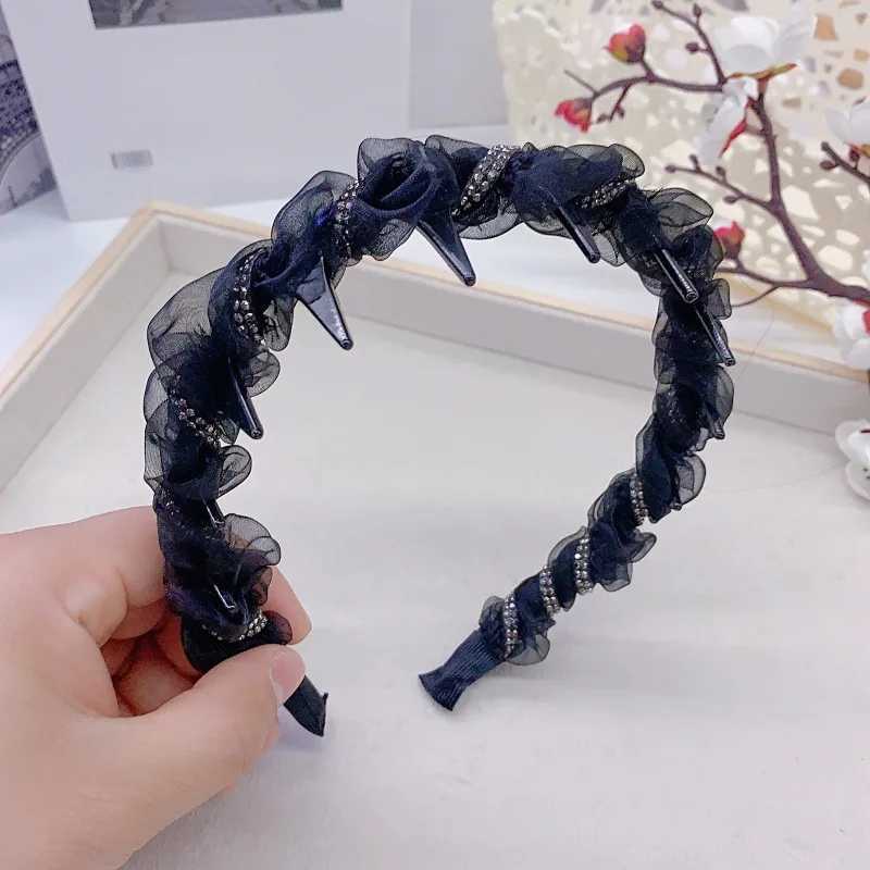 Elegant Temperament Mesh Rhinestone Headband for Woman Nonslip Sawtooth Hair Band Fashion Girl Face Washing Headband V251022