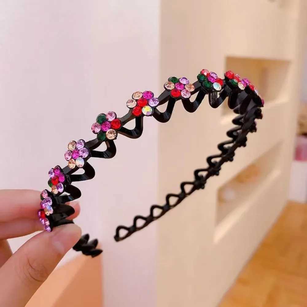 New Nonslip Rhinestone Headbands Solid Wave Hairbands for Women Girls Bezel Fashion Hair Hoop Ladies Boutique Hair Accessories V251022