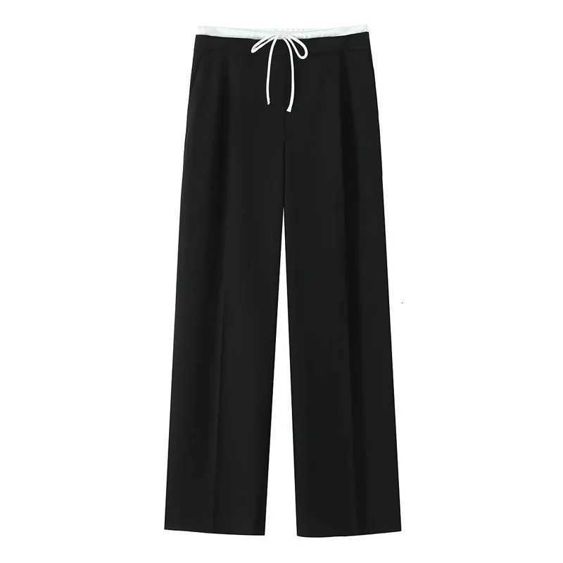 HXAO Women Pants Summer Baggy Pants For Woman Pleats Casual Black Pants Office Lace Up Fluid Trousers Boxer Gray Womens PantsT251022