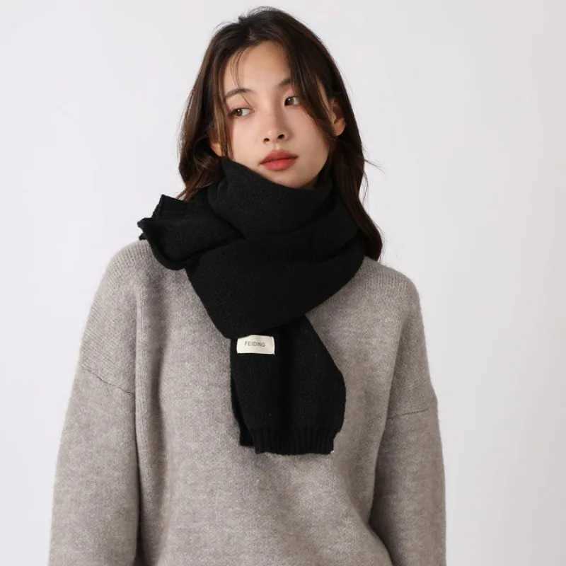 Winter Christmas New Years Wool Solid Color Scarf Womens Cashmere Knitted Korean Versatile Soft Thickened Warmth Muffler J251022