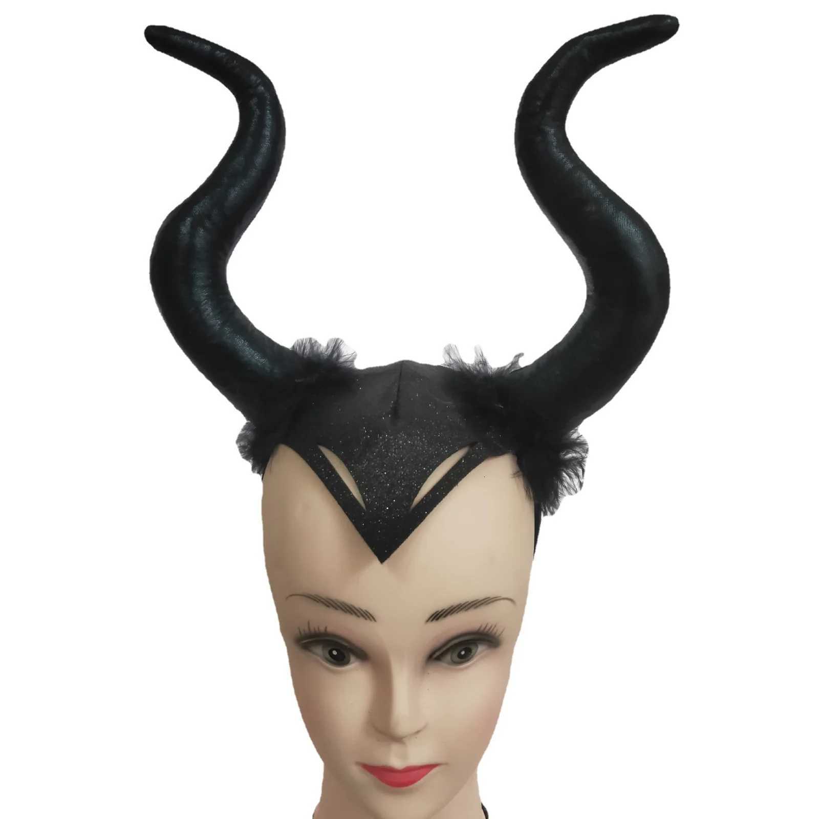 1PC Bull Horns Headband with Fur Black Halloween Party Cosplay Prop Stylish Costume Decoration V251022