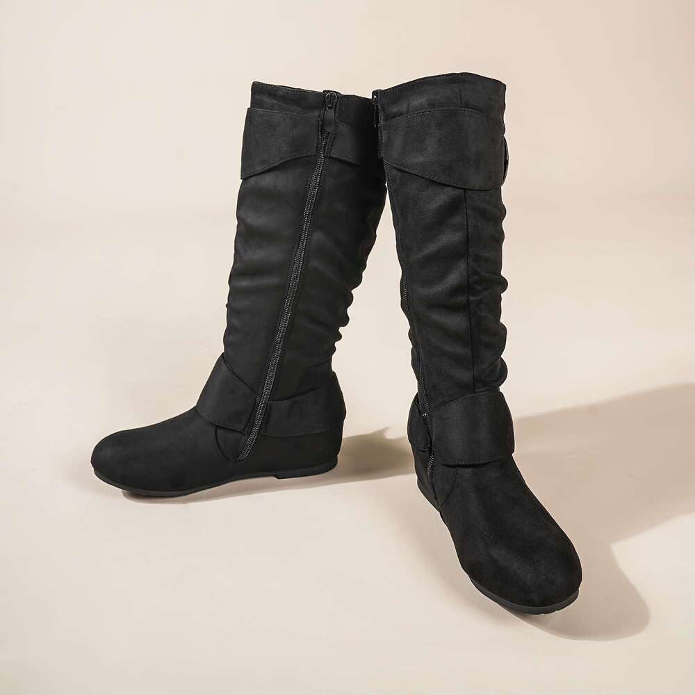 Women's Knee High Cover With Hidden Wedge, Faux Fur Lining, Side - Comfortable And Stylish Autumn/Winter, Perfect For Jeans, Dresses, Skirts, Aut