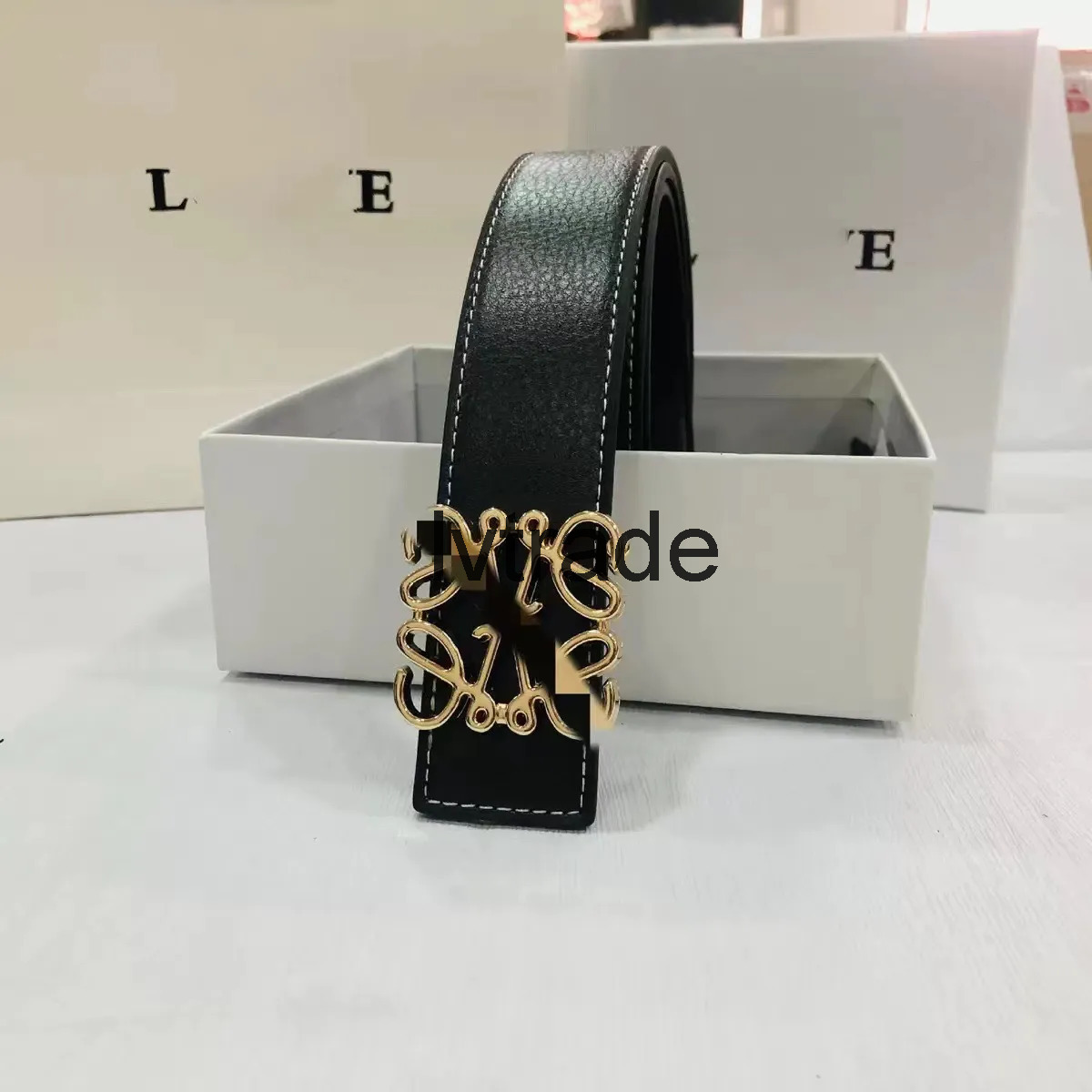 With box Fashion designer belt mens luxury belts for man designer gold silver Buckle belts for women width 38cm doublesided casual loewebelts DF5M