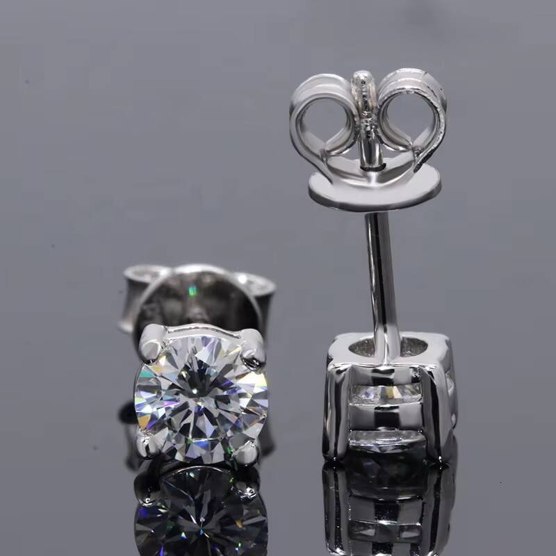 moissanite earrings 1ct2ct Big Carats Fashion Jewelry Earrings 2021 Sterling Silver 925 Earrings VVS White Round Cut Moissanite Earrings Stud