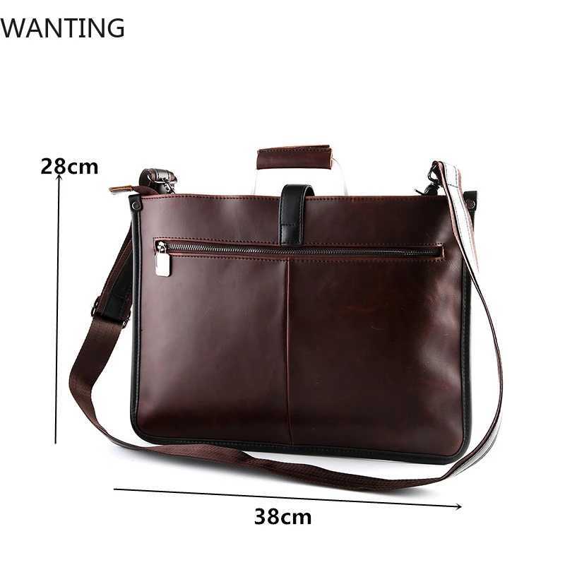 Luxury Business Briefcase Male Highquality Crazy Horse Leather Crossbody Shoulder Bag Men Laptop Bag Man Handbag Briefcases W251022