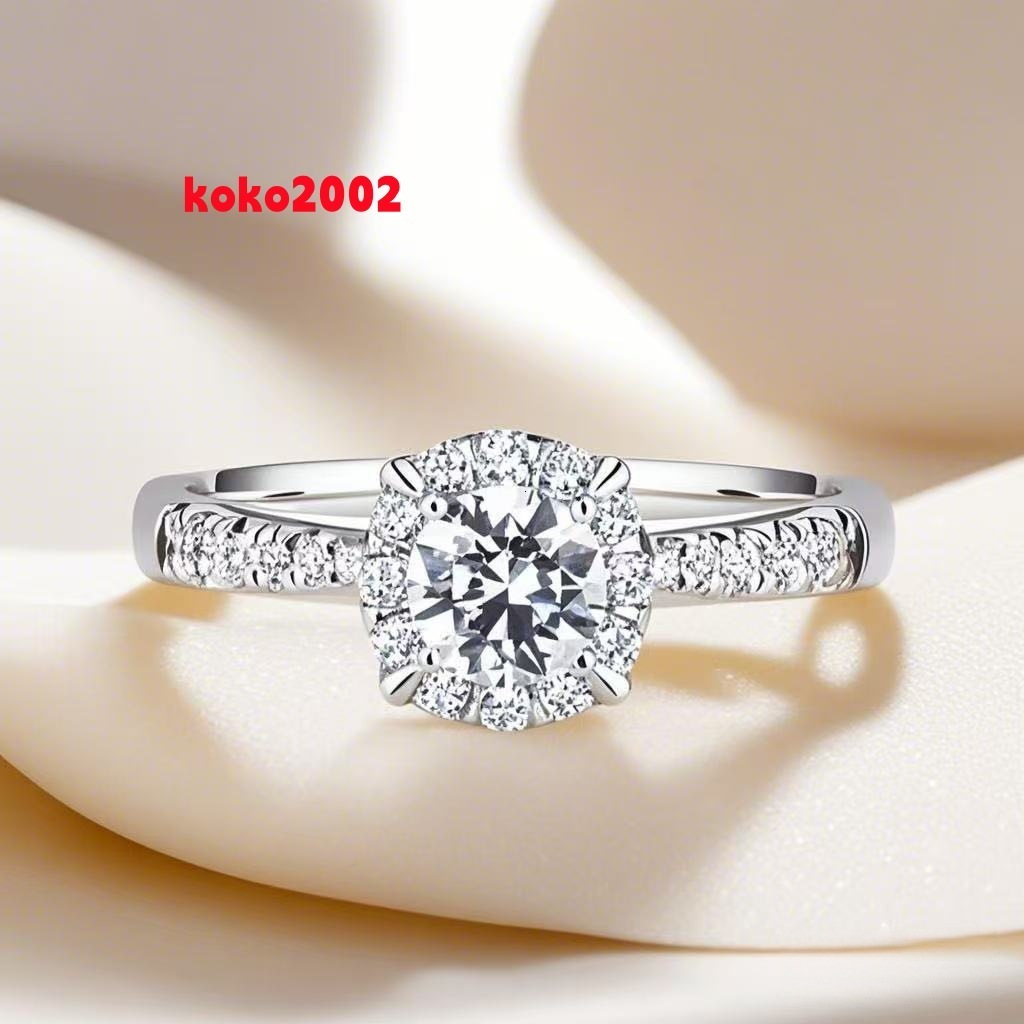 Fashion Ring 18k White Gold Plated 925 Silver Ring With Vvs1 Moissanite Diamond Custom Promise Rings for Women