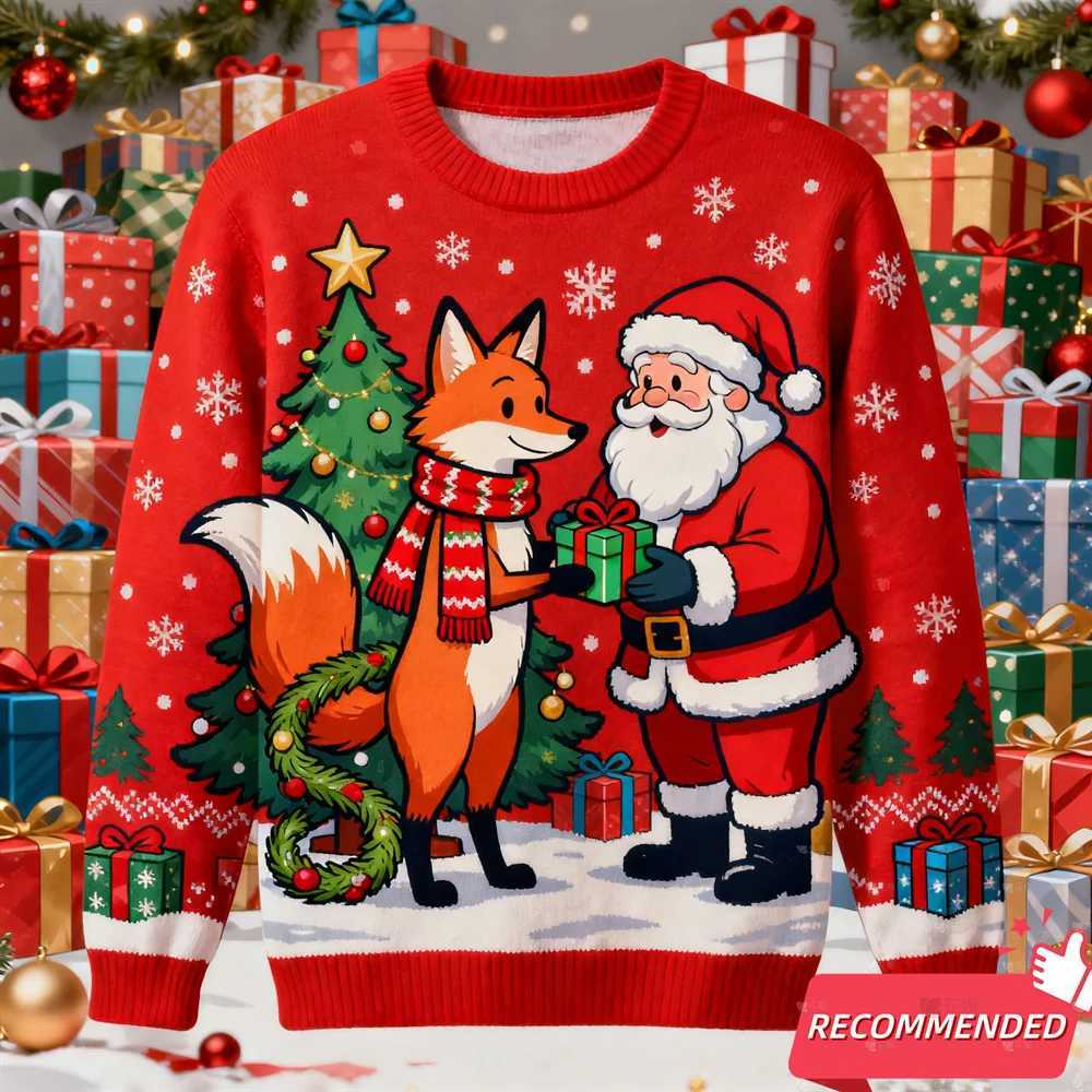 2025 New Santa Claus Ugly Christmas Sweater For Men Funny Animal Elk Bear Graphic Sweatshirts Xmas Holiday Pullovers Sweater TopXJ251022