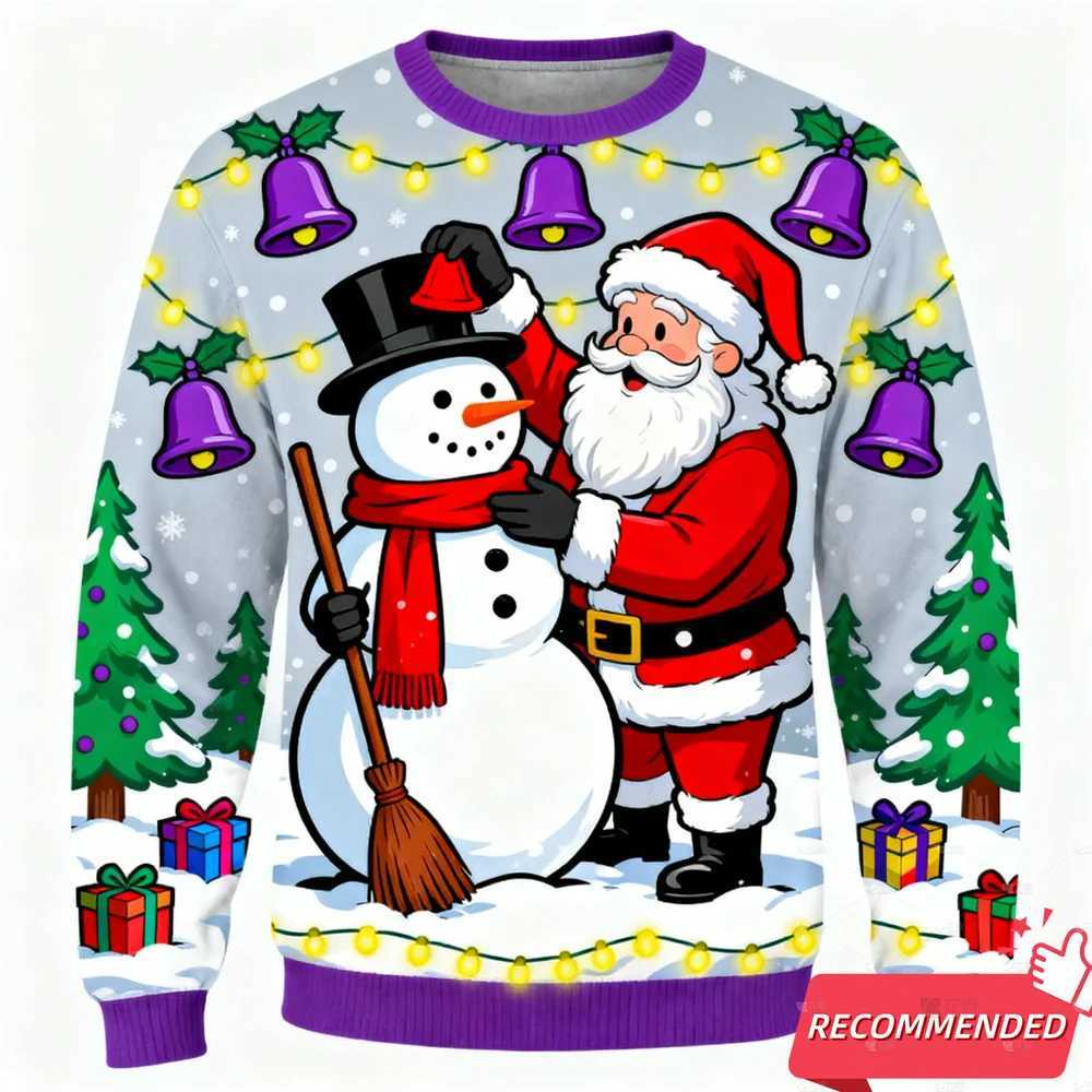 2025 New Santa Claus Ugly Christmas Sweater For Men Funny Animal Elk Bear Graphic Sweatshirts Xmas Holiday Pullovers Sweater TopXJ251022