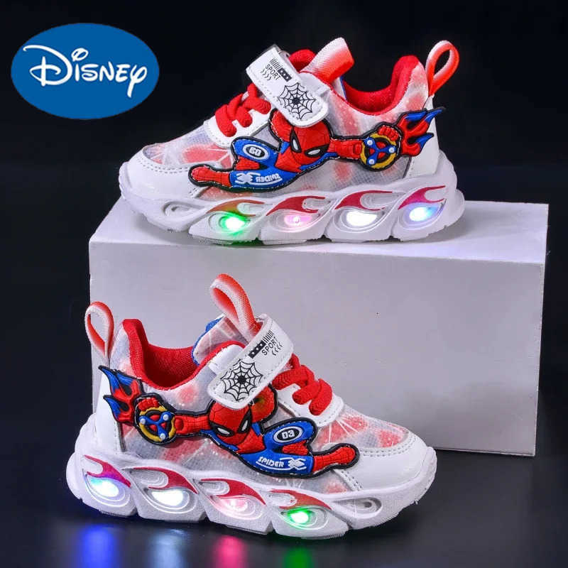 Disney Fashion Spiderman Baby Boys Sneakers Springautumn Childrens Shoes Lighted Sneaker Trendy Kids Boy Sports Casual Shoes H251022