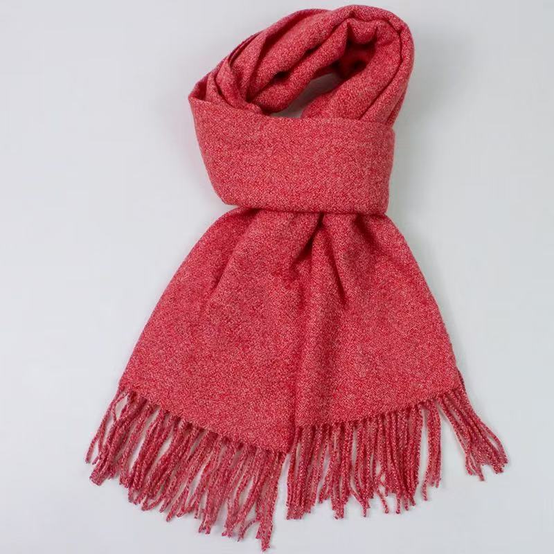 T2110 Winter warm cashmere scarf ladies fashion solid color tassel shawl thickened and lengthened versatile scarf female