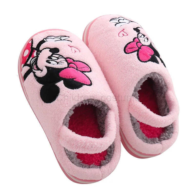 Disney Winter Boys and Girls Lovely Cotton Slippers Mickey mouse Bedroom Household Non slip Childrens Warm Plush Slippers H251022