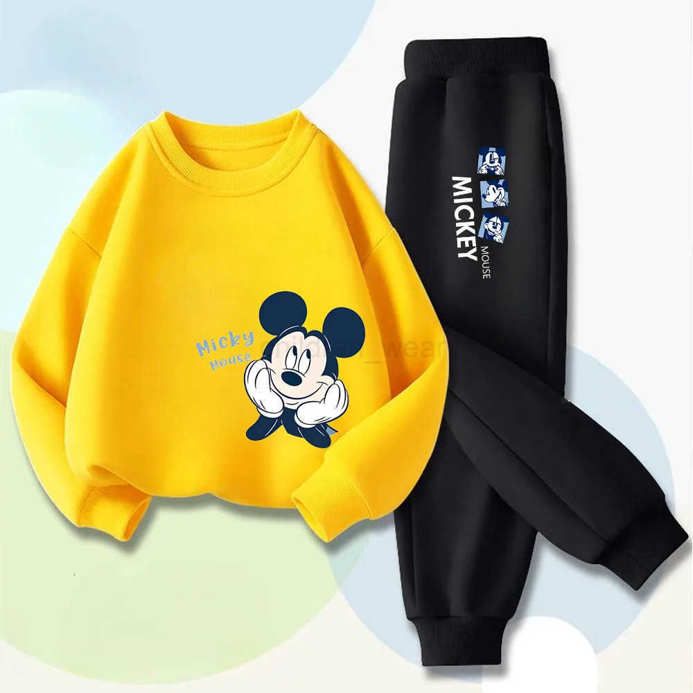 Disney Spring Autumn Children Clothes Set Kid Boy Mickey Sweatshirts Pullover Pants 2pcs Suit Children Long Sleeve Casual Suit H251022