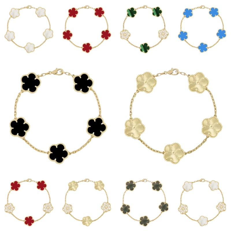 Luxury Designer Bracelet Clover Bracelet Designer Women Leaf Mother-of-Pearl Jewelry Anniversary Silver Gold Festival Wedding Gift 5 Flower Bracelets Woman Bangle