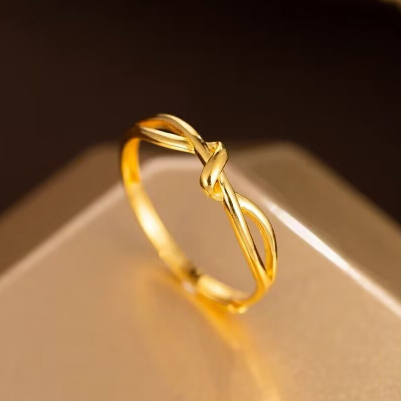 Designer ring Zircon plated 14K minimalist high-end knotted ring light luxury vintage enamel ring for women free shipping Valentine's Day gift wi