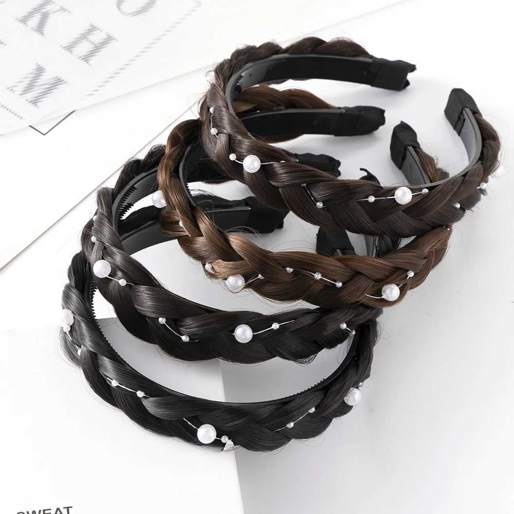 Pearl Twist Braid Hair Band For Women Toothed Nonslip Hair Hoop Designer Elastic Headband Fashion Braids Hair Accessories Girls V251022