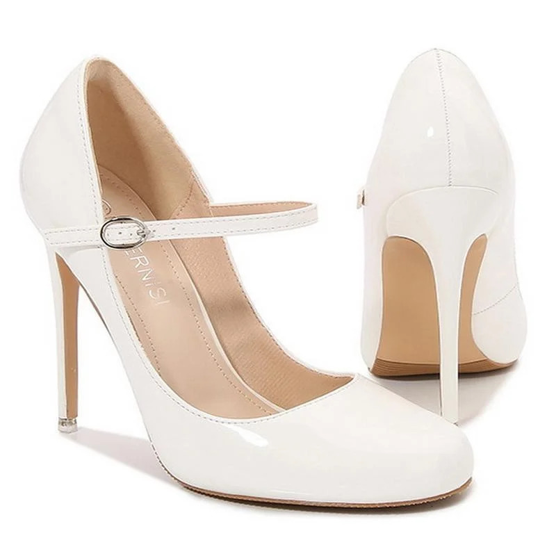 Women Patent Leather High Thin Heel Shoes Ankle Strap Women Pumps for Office Nightclub Party Wedding Cross Dressing Wide Shoes 251017