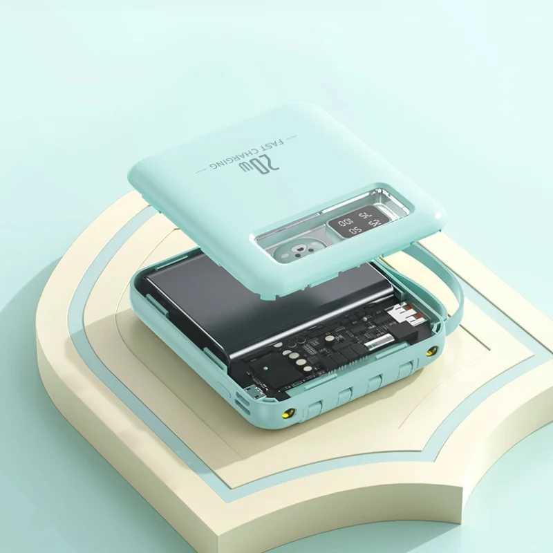 Mini Cartoon Design Power Bank CCC Certified 20000mAh Large Capacity with Builtin Cable for iPhone J251114