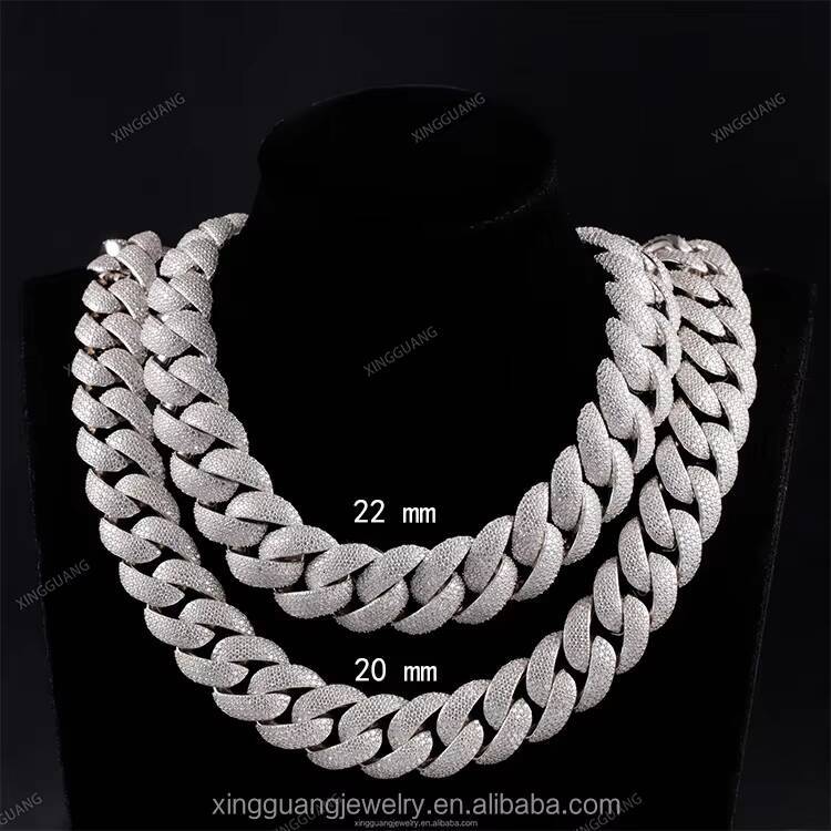 Fine Jewelry Full Iced Out Moissanite Cuban Chain 18mm22mm S925 Silver Chain Hip Hop Necklace VVS Moissanite Cuban Lidynamic Chain