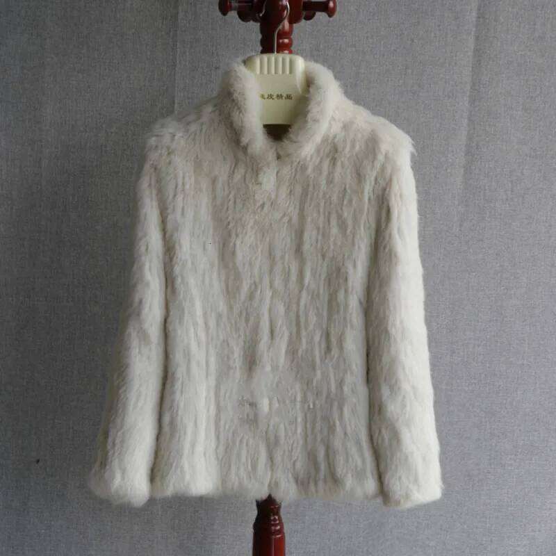 Women Winter Real Rabbit Knitted Coat Female Casual Long Sleeve Genuine Fur Jacket Warm Thick Outwear Femme