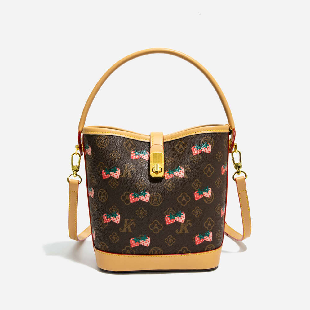 Designer Bag for Womens Bucket Bags Strawberry Printed Large Capacity Handbag Light Style Suitable Office Commuting Crossbody Bag