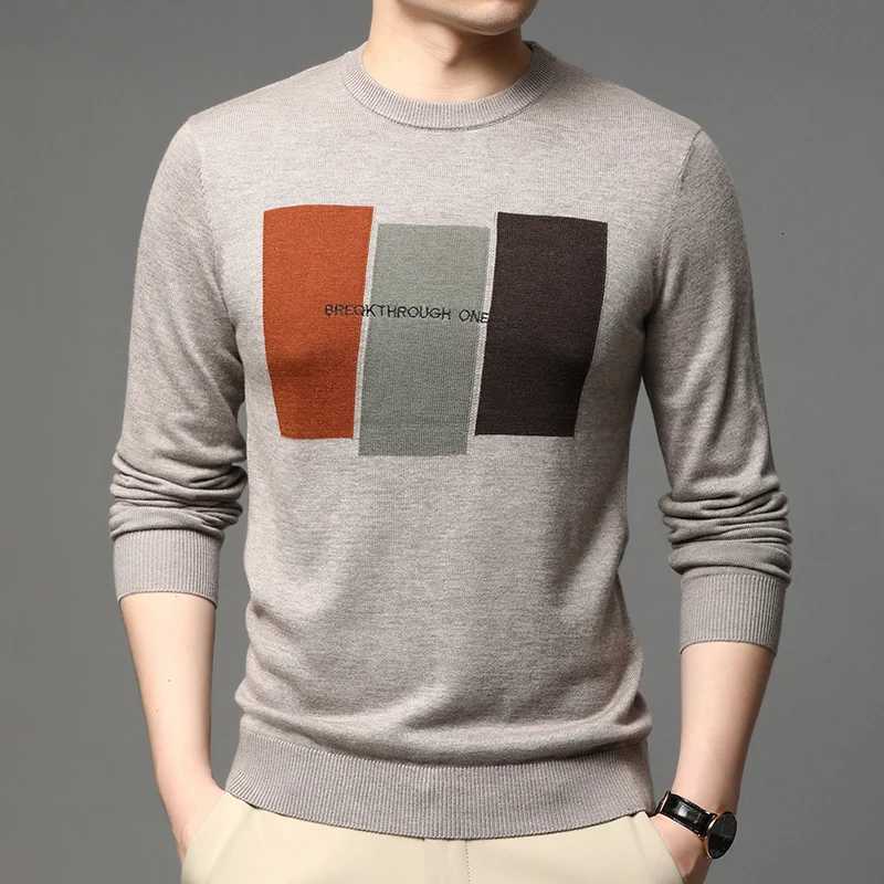 High end brand fashionable jacquard knitted mens sweater 2024 autumn and winter new warm thick personalized casual pulloverXJ251022