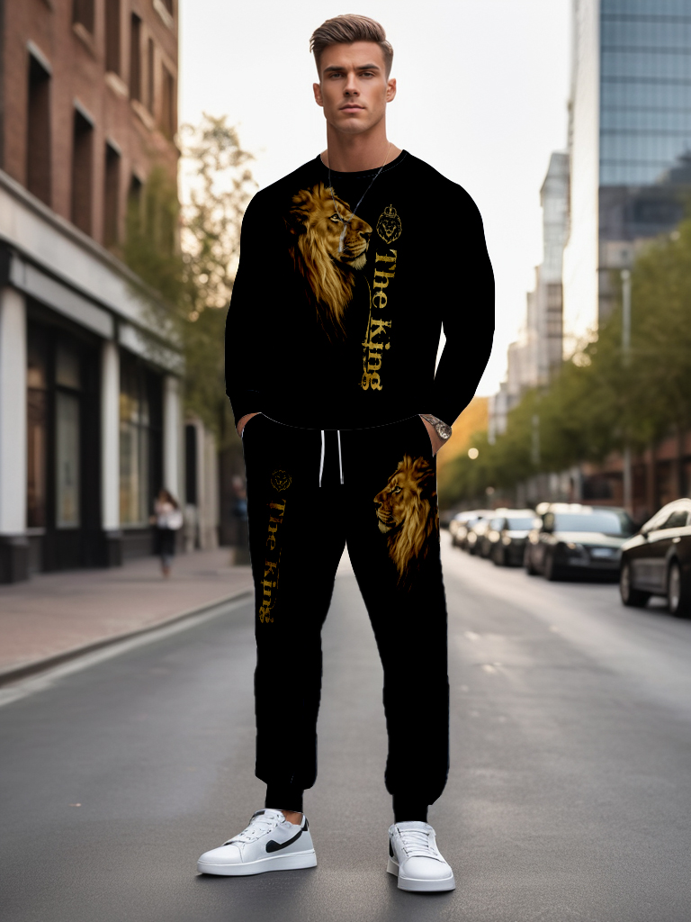 Men's Ankle-Length Knitted Cotton Blend Long Sleeve Sweatshirt Brown round Neck Casual T-Shirt Comfortable Outdoor Wear - YLWY00121